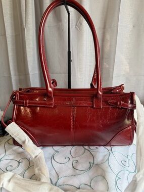 Sam & Libby Deep Red Patent Vegan Shoulder Bag
